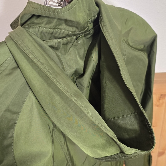 Gallery Trench Coat Outdoor Women L Green Jacket Removable Hood Button Pockets - Picture 14 of 16